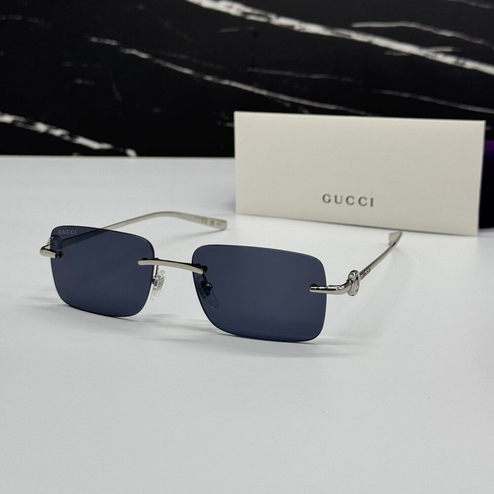 NEW GUCCI SILVER BLUE UNISEX SUNGLASSES GUCCI GG1703S 003